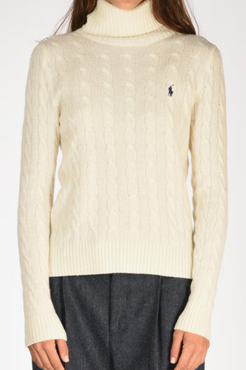 Collo Alto Polo Bianco Naturale Donna - 3