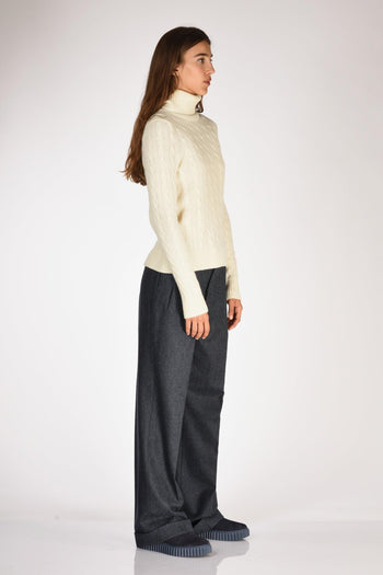 Collo Alto Polo Bianco Naturale Donna - 4