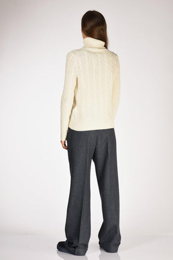 Collo Alto Polo Bianco Naturale Donna - 5