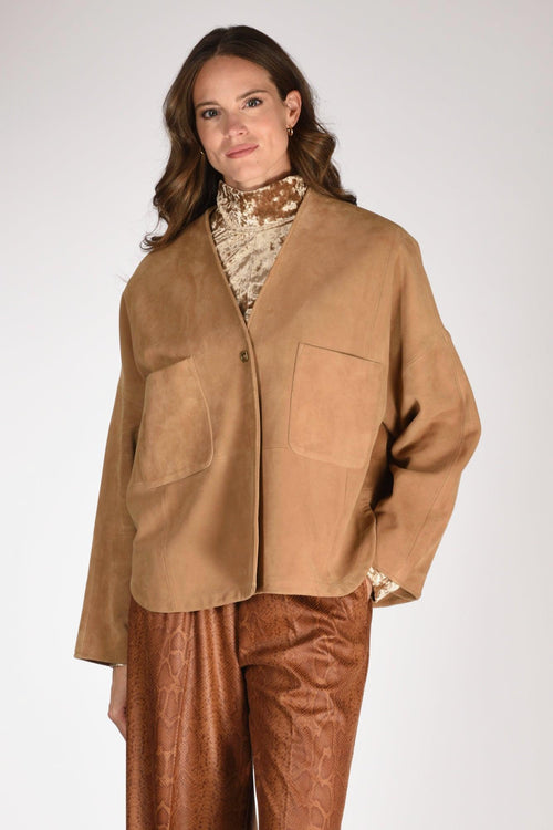 Giacca Pelle Beige Donna