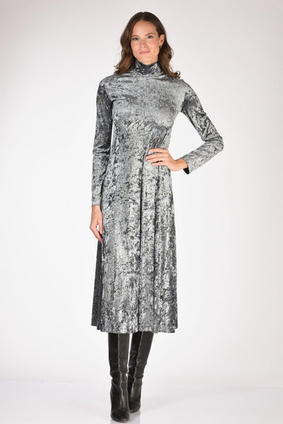 Abito Velluto Grigio Donna