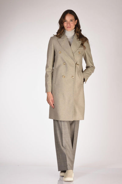 Cappotto Gancio Beige Melange Donna
