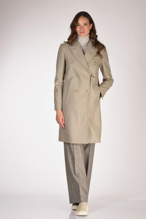 Cappotto Gancio Beige Melange Donna