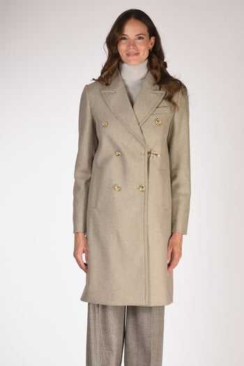 Cappotto Gancio Beige Melange Donna - 2