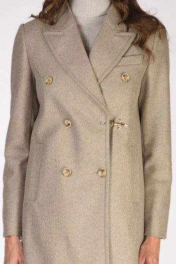 Cappotto Gancio Beige Melange Donna - 3