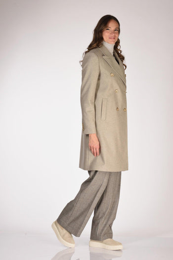 Cappotto Gancio Beige Melange Donna - 4