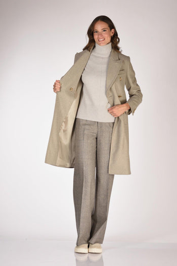 Cappotto Gancio Beige Melange Donna - 6