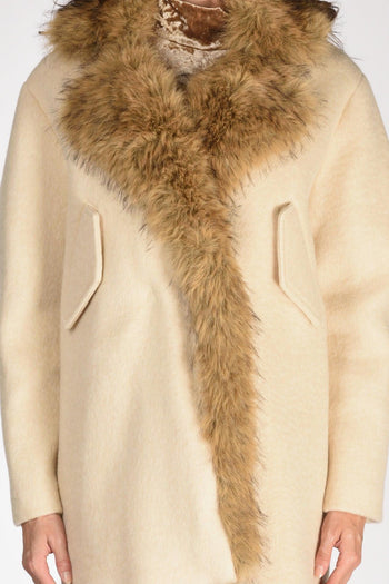Cappotto Ecofur Beige Donna - 4