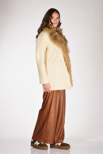 Cappotto Ecofur Beige Donna - 5