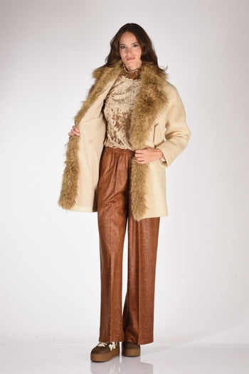 Cappotto Ecofur Beige Donna - 7