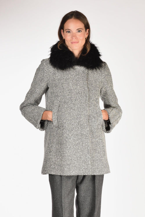 Caban Ecofur Nero/bianco Donna