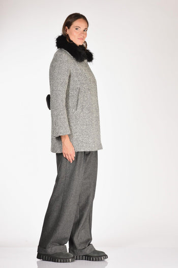 Caban Ecofur Nero/bianco Donna - 4