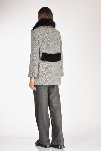 Caban Ecofur Nero/bianco Donna - 5