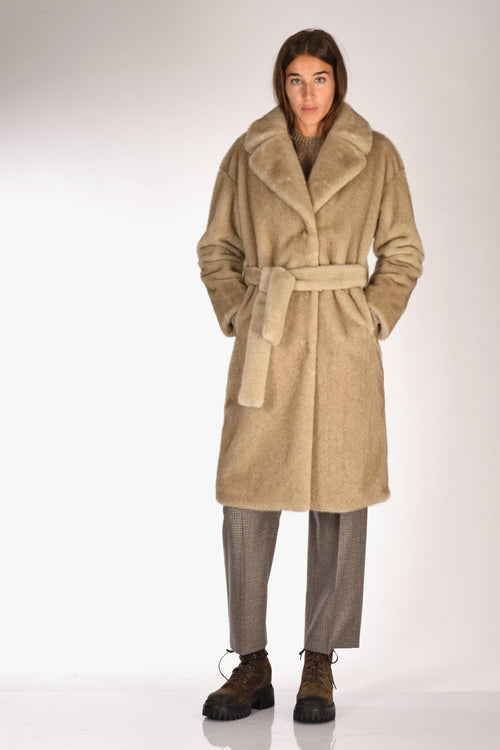 Cappotto Ecofur Beige Donna