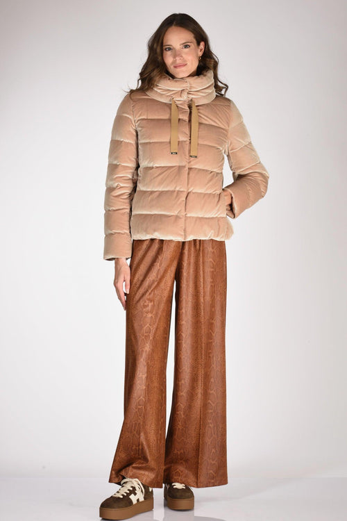 Piumino Corto Beige Cammello Donna