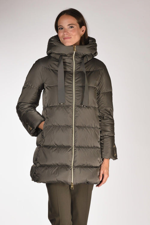 Piumino In Raso Grigio Scuro Donna