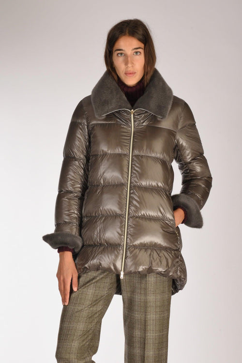 Piumino Faux Fur Grigio Scuro Donna