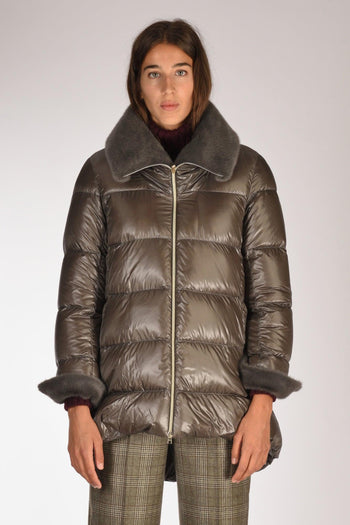 Piumino Faux Fur Grigio Scuro Donna - 2