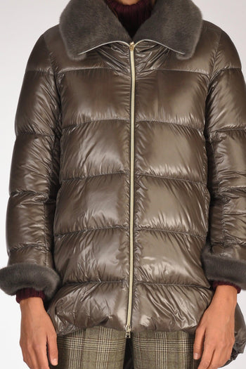 Piumino Faux Fur Grigio Scuro Donna - 3