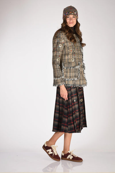 Gonna Tartan Grigio/rosso/multicolor Donna