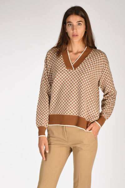 Maglia Beige/bianco Donna