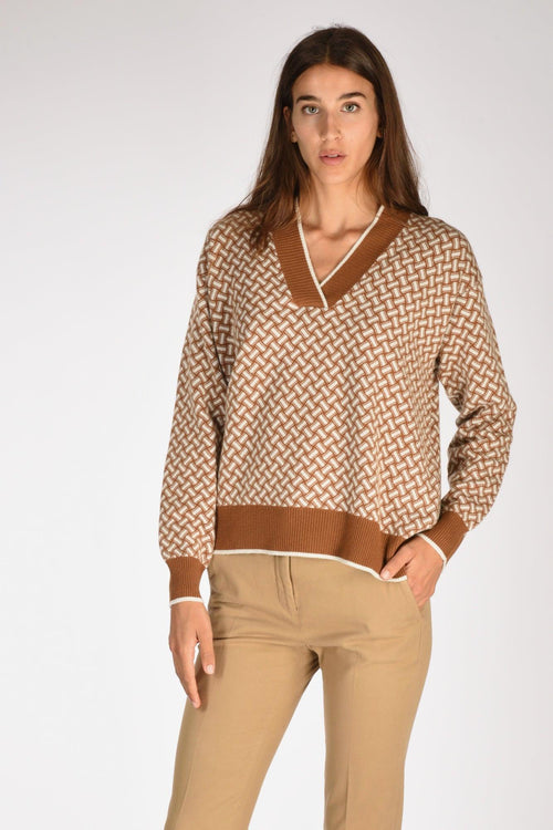 Maglia Beige/bianco Donna