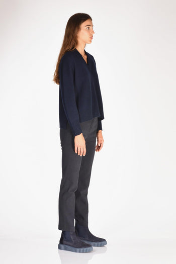 Maglia V Blu Donna - 4