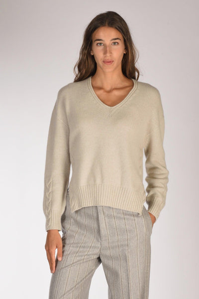 Maglia V Beige Chiaro Donna