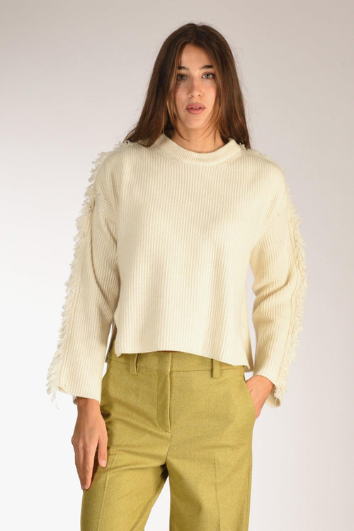 Girocollo Frange Bianco Latte Donna