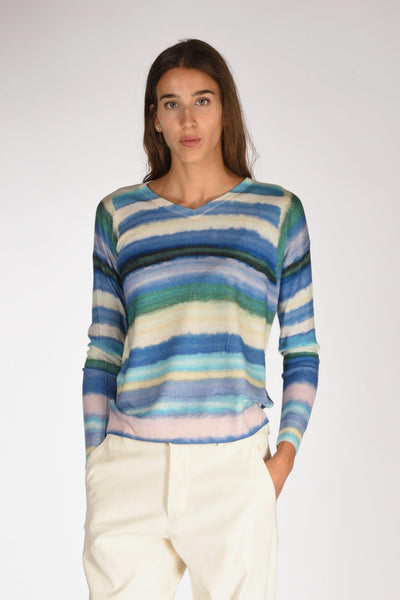 Maglia Stampata Azzurro/bianco Donna