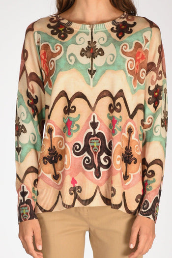 Maglia Stampata Beige/verde/rosa Donna - 3