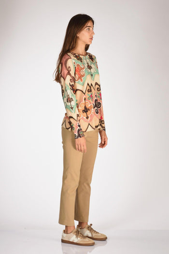 Maglia Stampata Beige/verde/rosa Donna - 4