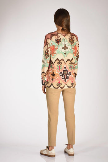 Maglia Stampata Beige/verde/rosa Donna - 5