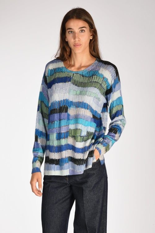 Maglia Stampata Azzurro/bianco/verde Donna