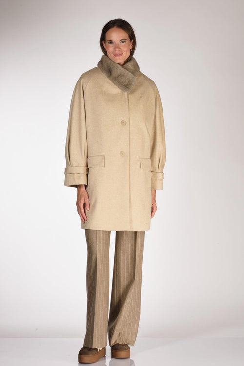 Cappotto Fur Beige Donna