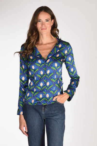 Camicia Blu/verde Donna