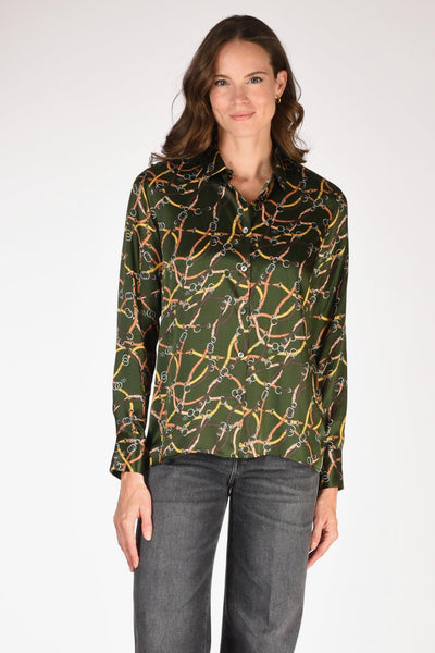 Camicia Stampata Verde Donna