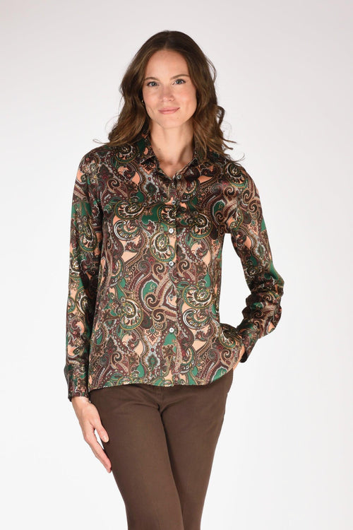 Camicia Stampata Verde/multicolor Donna