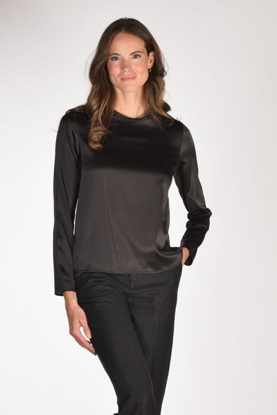 Camicia Seta Nero Donna