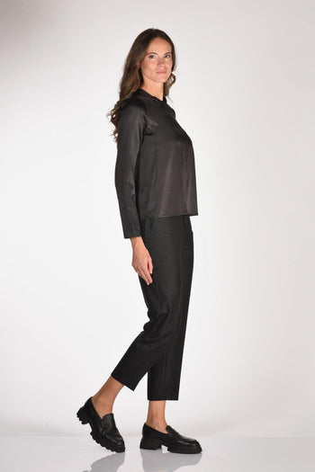 Camicia Seta Nero Donna - 4