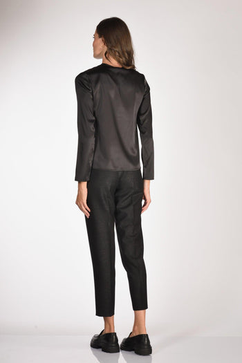 Camicia Seta Nero Donna - 5
