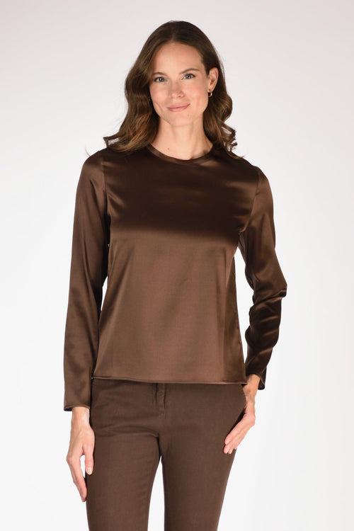 Camicia Seta Marrone Donna