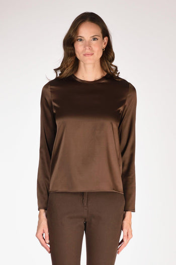 Camicia Seta Marrone Donna - 2