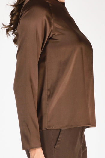 Camicia Seta Marrone Donna - 3