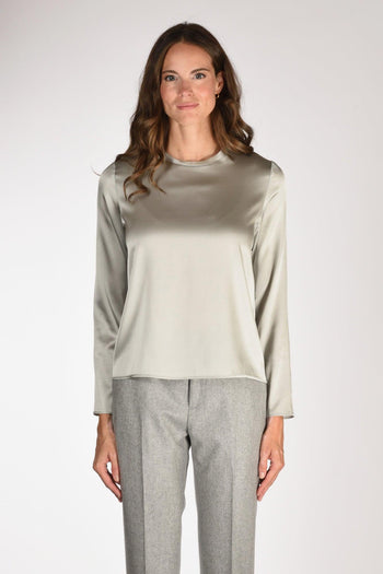 Camicia Seta Grigio Chiaro Donna - 2