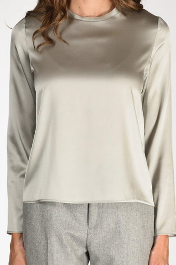 Camicia Seta Grigio Chiaro Donna - 3