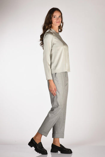 Camicia Seta Grigio Chiaro Donna - 4