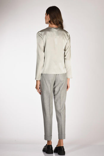 Camicia Seta Grigio Chiaro Donna - 5