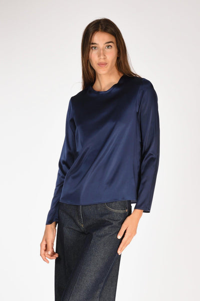 Camicia Seta Blu Donna