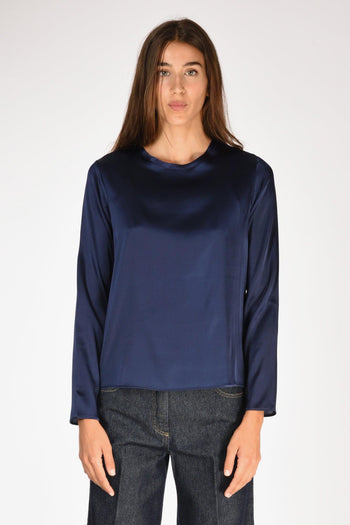 Camicia Seta Blu Donna - 2